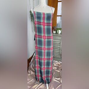 J. Crew Ruffle Back Silk Dress in Stewart Tartan